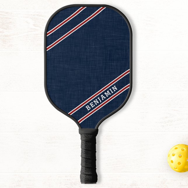 Modern Custom Navy Blue White Player Name Pickleball Schläger (Von Creator hochgeladen)