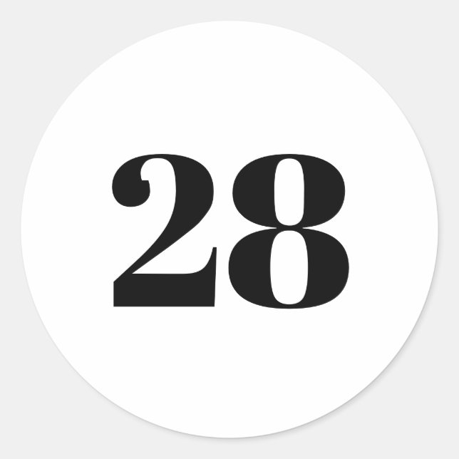 Modern Custom number, date, Schwarz-weiß Runder Aufkleber (Vorderseite)