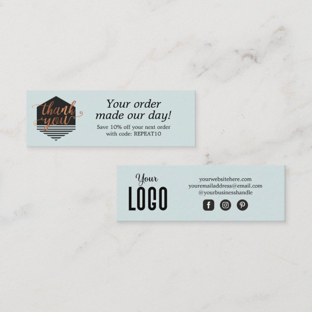 Modern Custom Order Dankeschön Card Mini Visitenkarte (Vorne/Hinten)