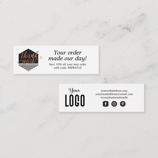 Modern Custom Order Dankeschön Card Mini Visitenkarte (Vorne/Hinten)