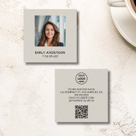Modern Custom Photo Logo QR Corporate Quadratische Visitenkarte