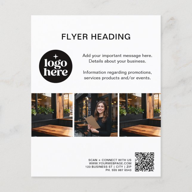Modern Custom Photos Logo QR Code Business Flyer (Vorne)