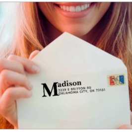 Modern Custom Return Zuhause Address Black Text Permastempel