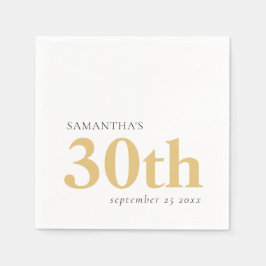 Modern Custom Text Black Gold 30. Serviette