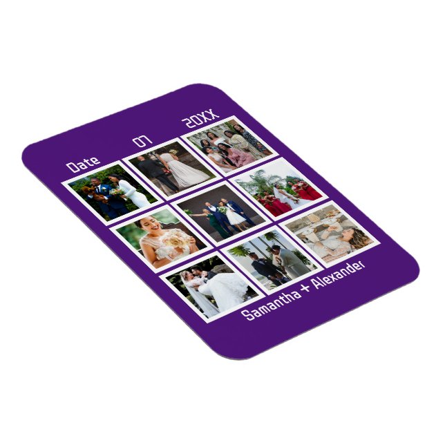 Modern Custom Wedding Anniversary 9 Photo Collag Magnet (Rechte Seite)