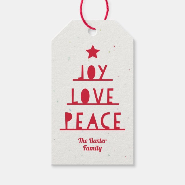 Modern Cut Red Holiday Gift Tag Geschenkanhänger (Vorderseite)