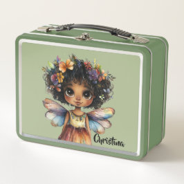 Modern Cute Black Girl Fairy Princess Metall Brotdose