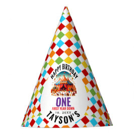 Modern Cute Circus Carnival 1st Birthday Partyhütchen