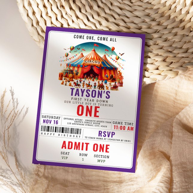 Modern Cute Circus Carnival Festival 1st Birthday Einladung (Von Creator hochgeladen)