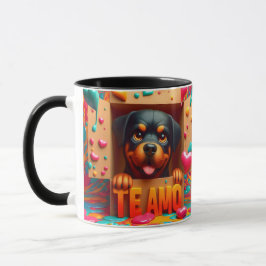 Modern Cute Dog Te Amo Valentines Day Tasse