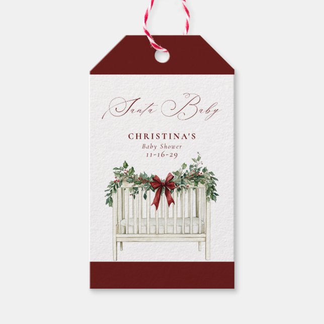 Modern Cute Elegant Santa Baby Baby Shower  Geschenkanhänger (Vorderseite)