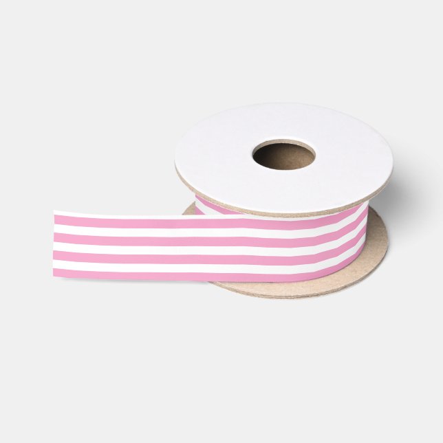 Modern Cute Pink Stripes Holiday Satinband (Spule)