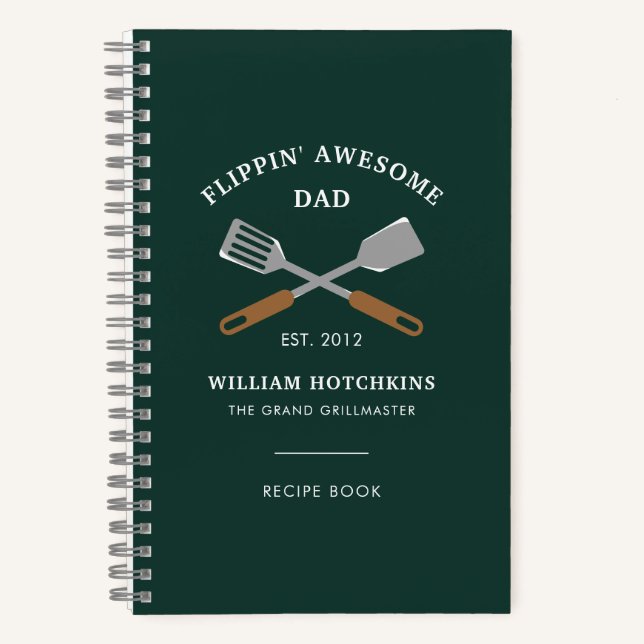Modern Dad BBQ Father Personalized Recipe Notizbuch (Vorderseite)