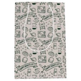 Modern Dad Hobby Happy Father's Day Doodle Pattern Mittlere Geschenktüte