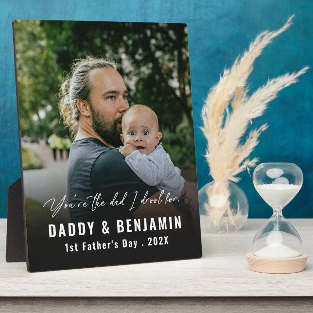 Modern Daddy and Baby 1st Fathers Day Photo Fotoplatte (Seite)