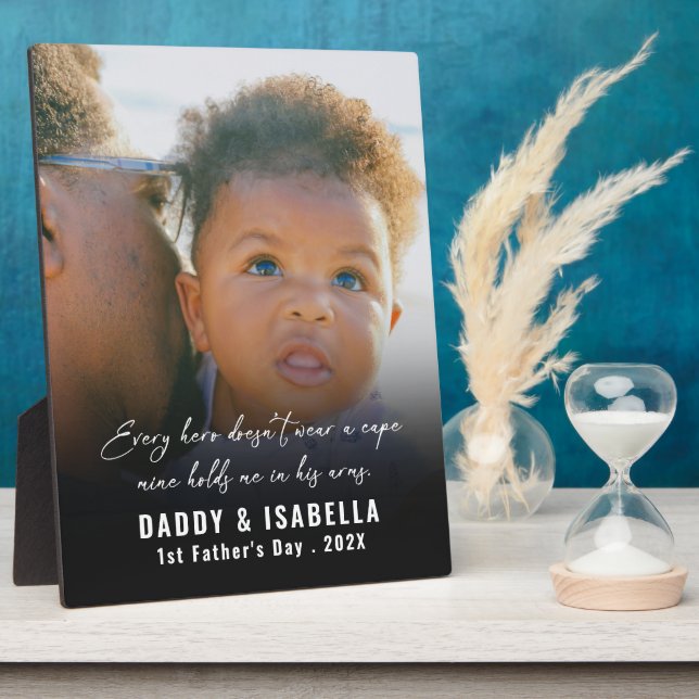 Modern Daddy and Baby 1st Fathers Day Photo Fotoplatte (Seite)