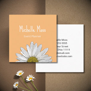 Modern Daisy Boho Pale Orange Botanical Quadratische Visitenkarte
