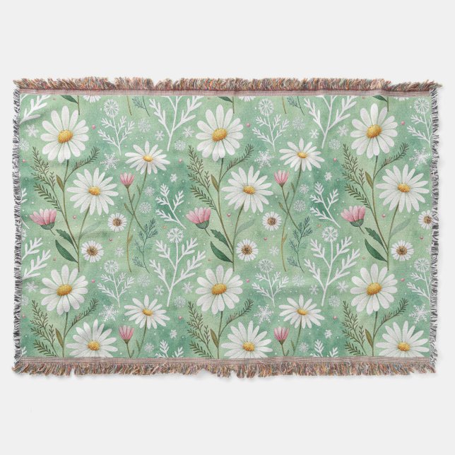 Modern Daisy Flowers Winter Decke (Vorderseite)
