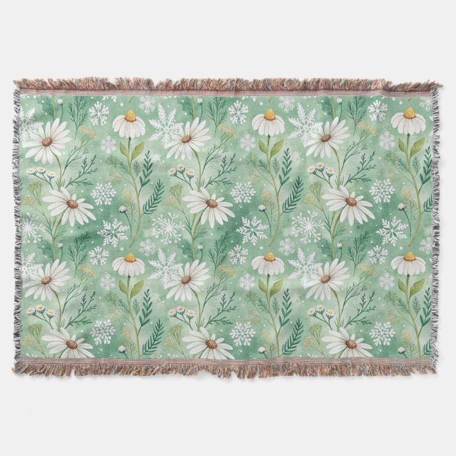 Modern Daisy Flowers Winter Decke (Vorderseite)