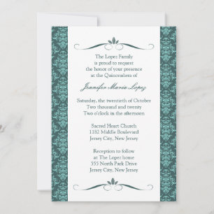 Modern Damask Quinceanera Einladungen