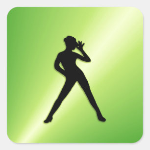 Modern Dance Green Quadratischer Aufkleber