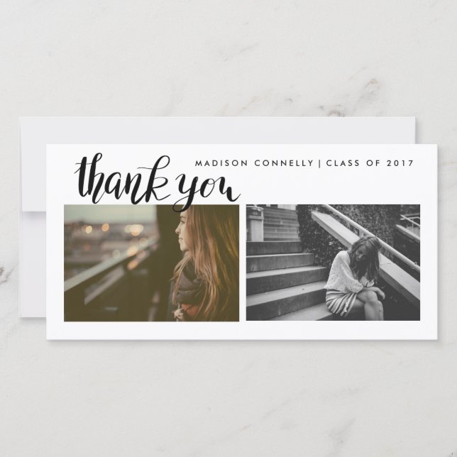 Modern danke handgeschriebenes graduiertes Foto (Vorderseite)