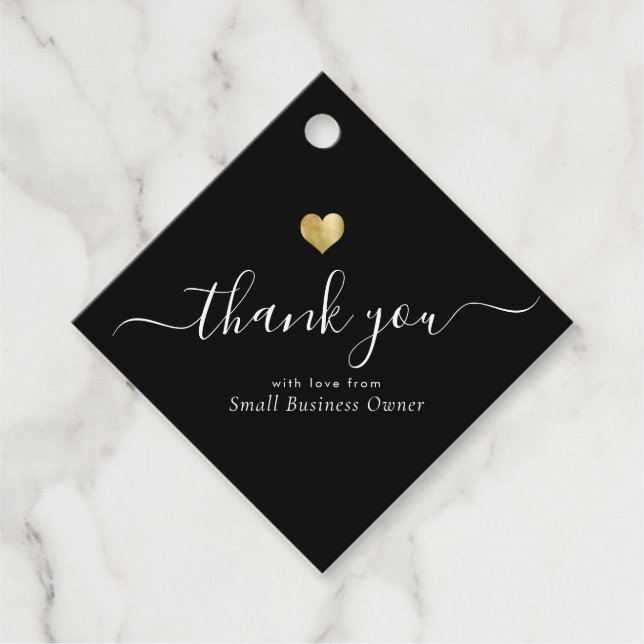 Modern danke Ihnen Script Chic Gold Small Business Geschenkanhänger (Vorderseite)
