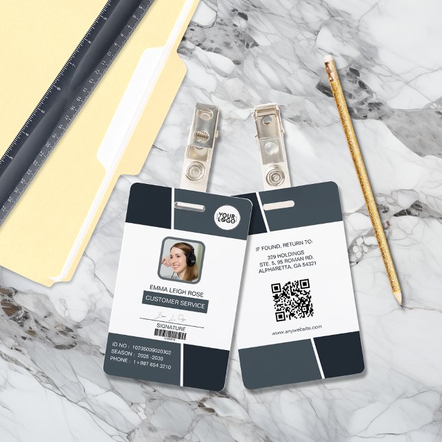 Modern Dark Gray Professional Employee Photo ID Ausweis (Von Creator hochgeladen)