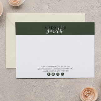 Modern Dark Green Script Flat Note Card Mitteilungskarte