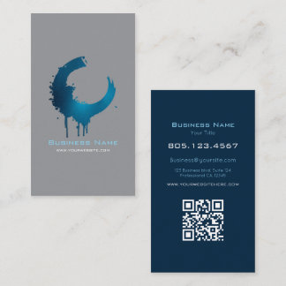 Modern Dark Grey & Blue Paint Swirl | Custom Visitenkarte