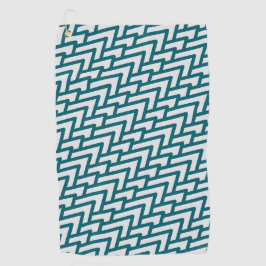 Modern Dark Teal Geometric Pattern on Light Gray Golfhandtuch