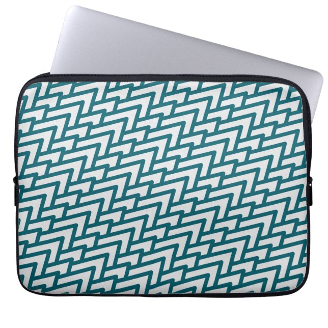 Modern Dark Teal Geometric Pattern on Light Gray Laptopschutzhülle (Vorderseite)