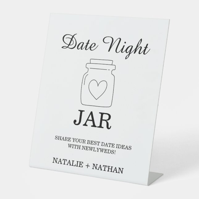 Modern Date Night Card Brautparty Game-Zeichen Sockelschild (Vorderseite)