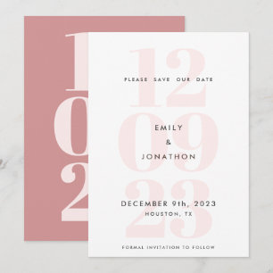 Modern Date Number Typografy Dusty Pink Save The Date