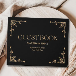 Modern Deco | Elegant Black and Gold Wedding Gästebuch