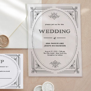 Modern Deco Elegante Hochzeit Acryleinladungen