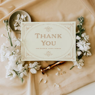 Modern Deco   Elegante Hochzeit in Elfenbein und G Dankeskarte