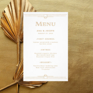 Modern Deco Elegante Hochzeits-Menükarte in Gold Flyer