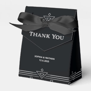 Modern Deco   Elegante Onyx Schwarz-Weiße Hochzeit Geschenkschachtel