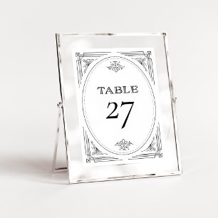 Modern Deco   Elegante schwarze und weiße Hochzeit Tischnummer