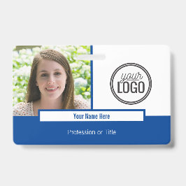 Modern Deep Blue Block Foto Name Tag Ausweis