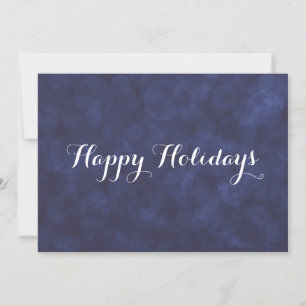 Modern Deep Blue Bokeh Happy Holidays Card Einladung