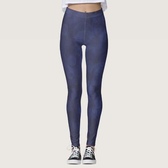 Modern Deep Blue Bokeh Leggings (Vorderseite)