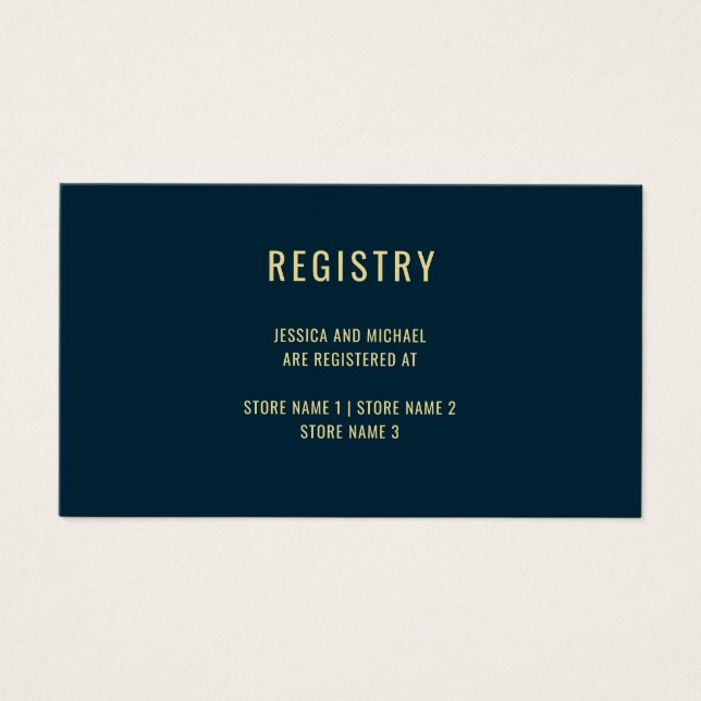 Modern Deep Blue Simple Wedding Registry Card (Vorderseite)