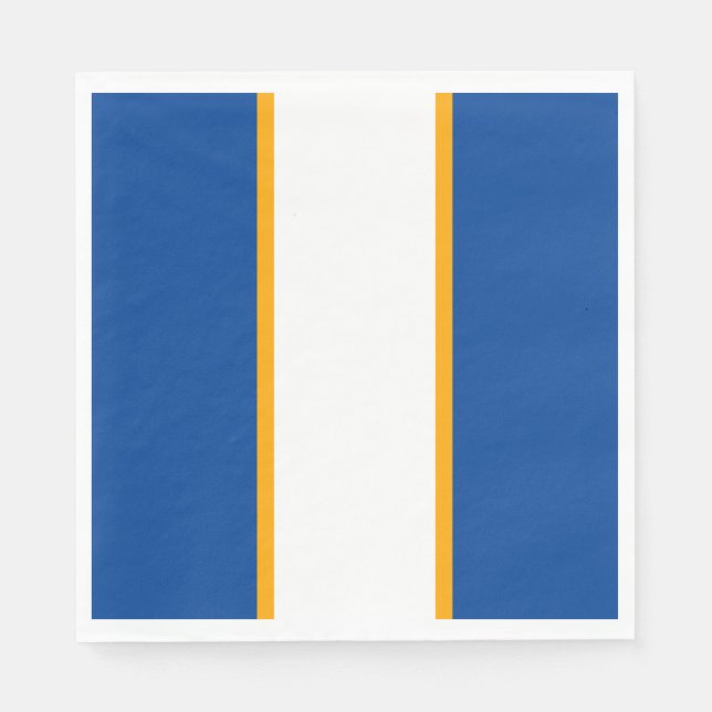Modern Deep Blue White Orange Racing Streifen Serviette (Vorderseite)