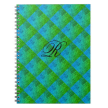 MODERN DEEP GREEN BLUE NIEDLICH Spiral Foto Notebo