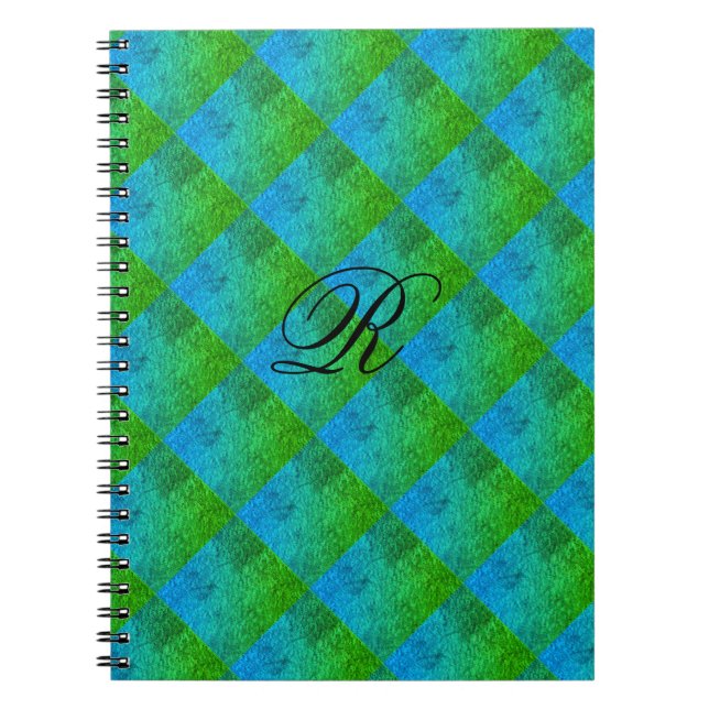 MODERN DEEP GREEN BLUE NIEDLICH Spiral Foto Notebo Notizblock (Vorderseite)