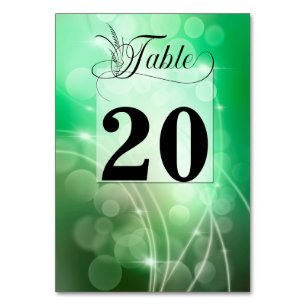 Modern Deep Green Bokeh Background Wedding Tischnummer