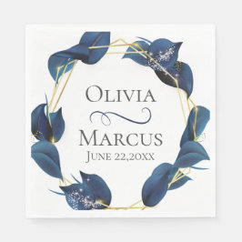 Modern Deep Indigo Blue und Gold Frame Serviette