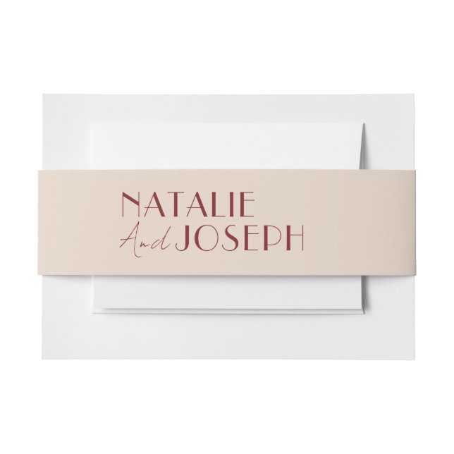 Modern Deep Red Unique Fancy Wedding Einladungsbanderole (Vorderseite Beispiel)